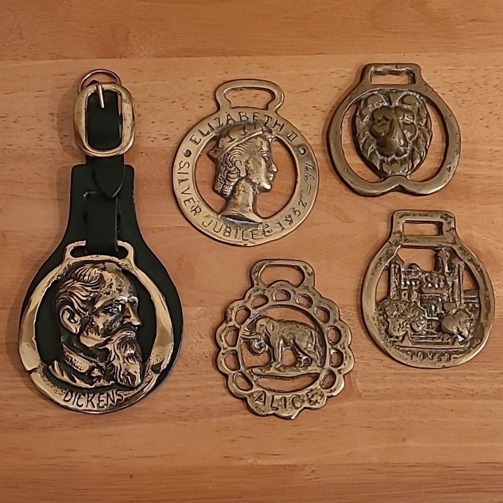 VINTAGE Collection of Horse Brass Medallions and Single Leather Martindale